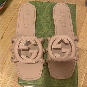 Gucci Light Beige Interlocking G Slide Sandal